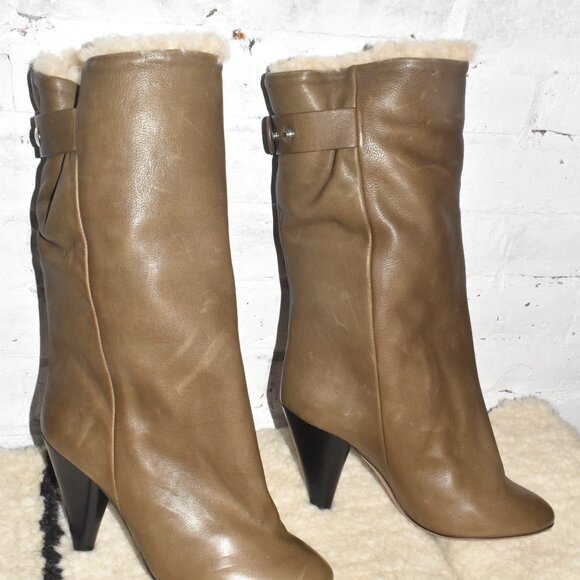 ULLA JOHNSON Stunning Leather Booties with Shearling Line Size Tag: 37 - Picture 5 of 10
